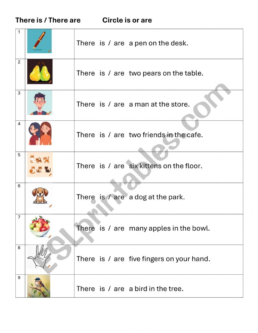 There is / There are with Illustrations