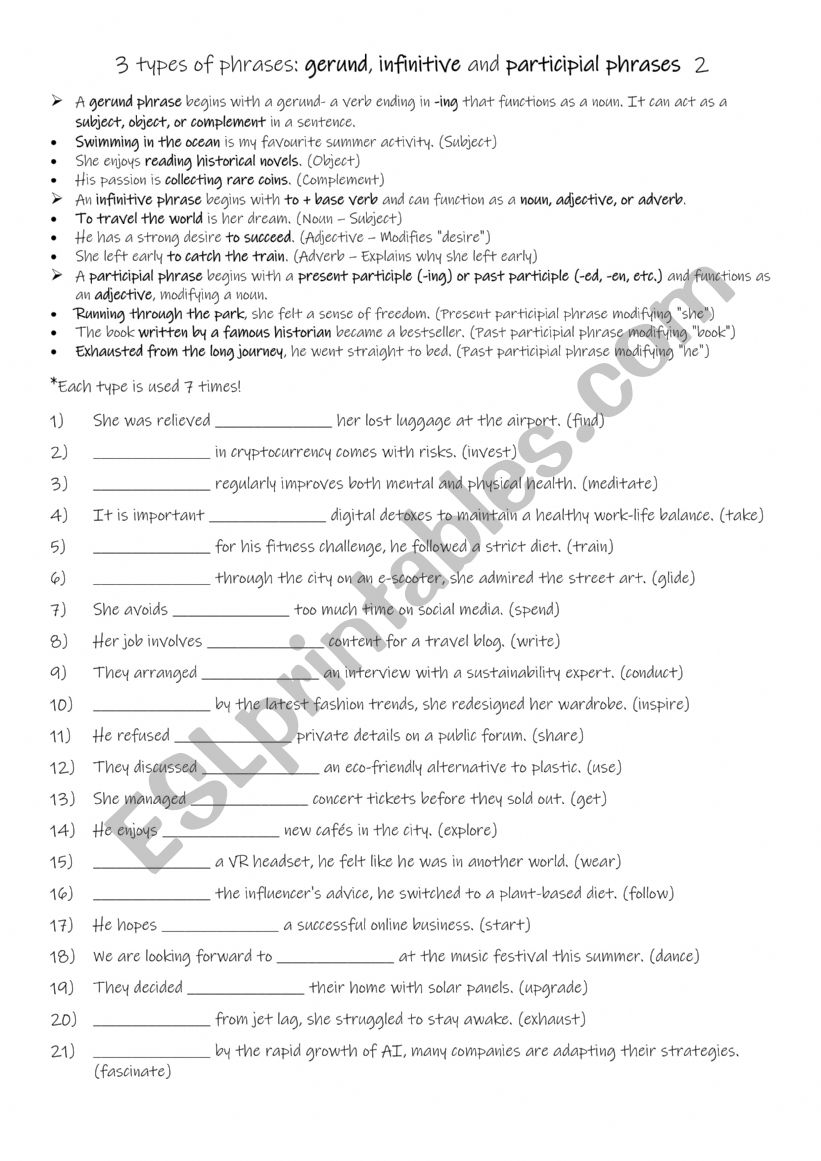 B1+-C1 3 types of phrases: gerund, infinitive and participial phrases 2