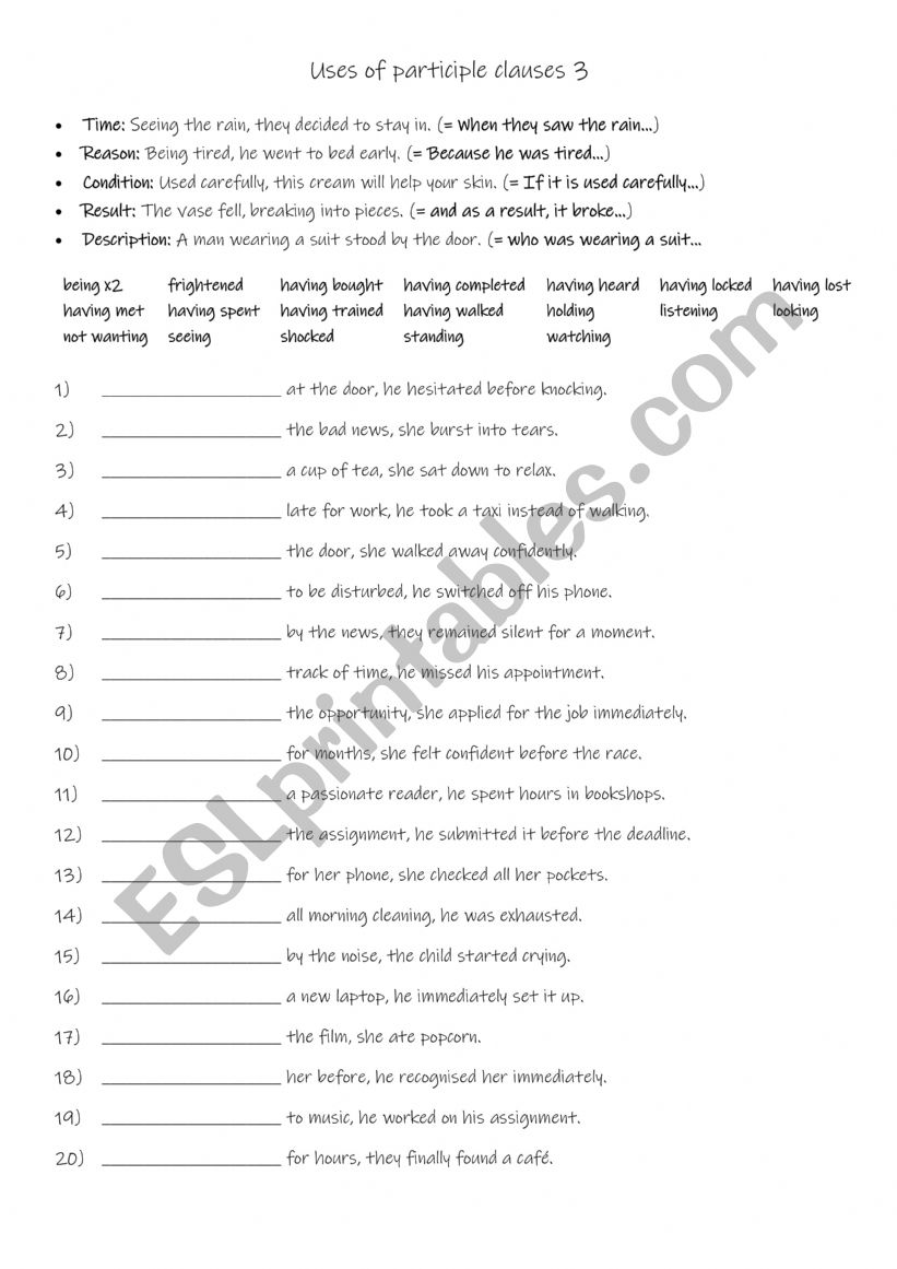 5 uses of participle clauses 3