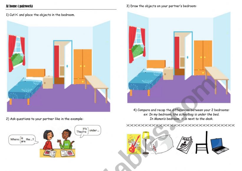 describe a bedroom worksheet