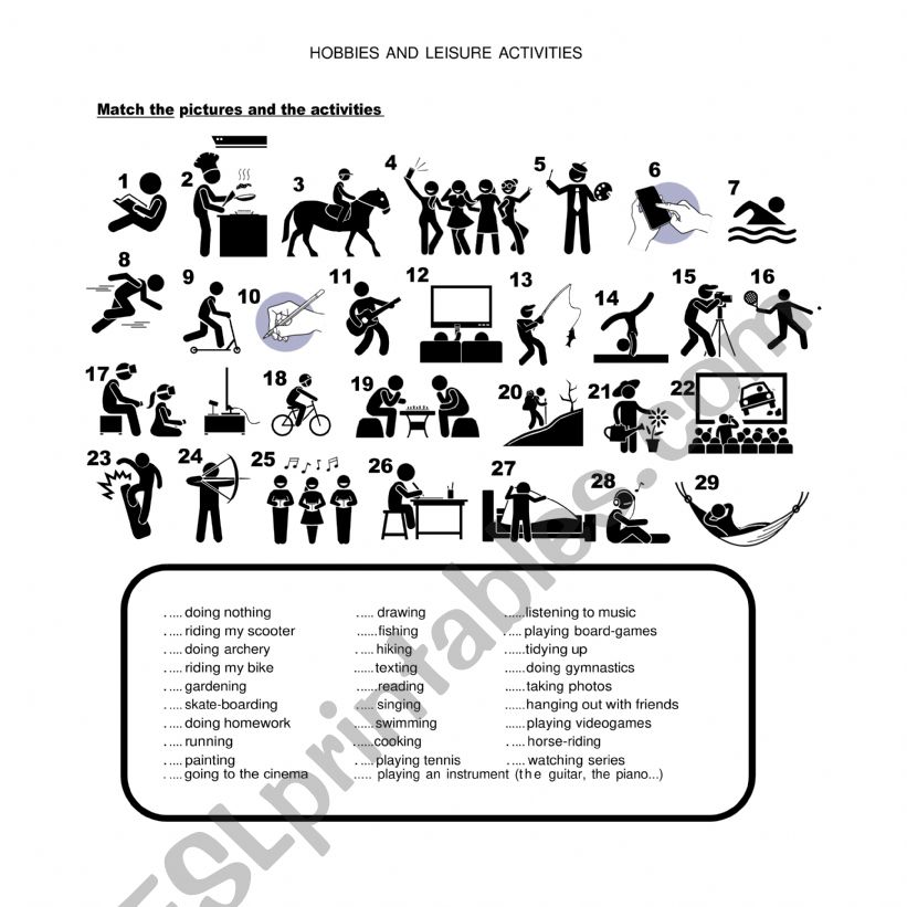 leisure activities worksheet