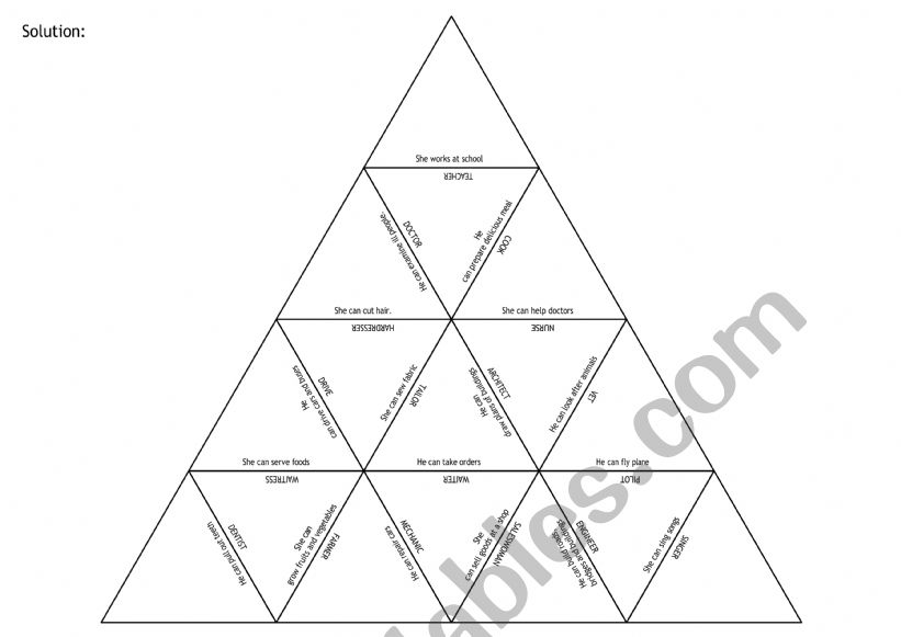 Occupations Tarsia Game worksheet