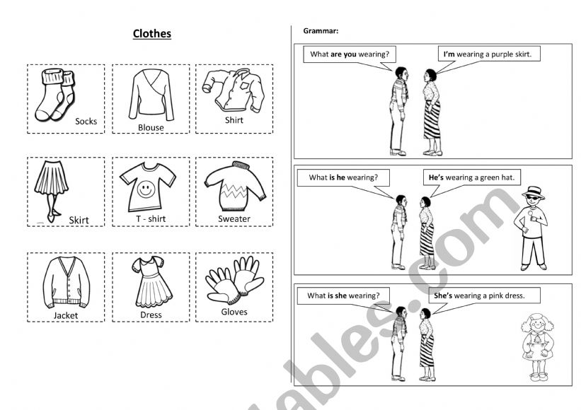 CLOTHES AND COLORS worksheet