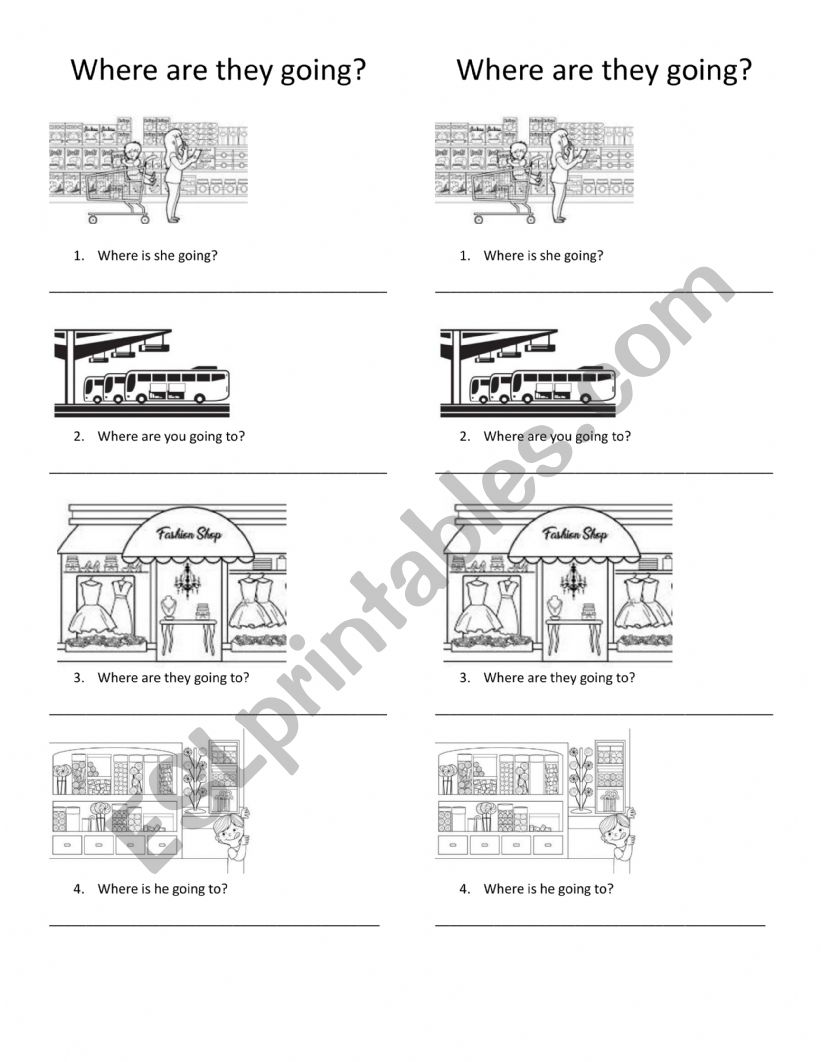 Where are you going? worksheet