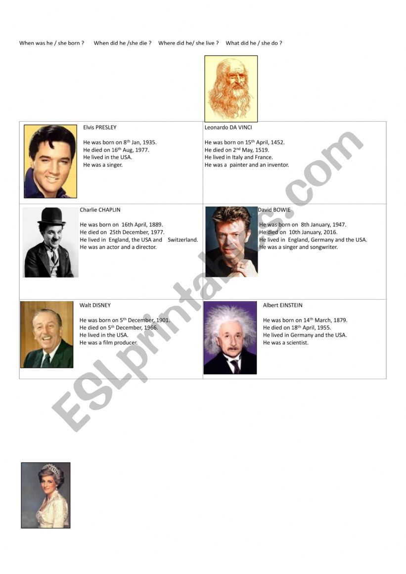 biographies worksheet