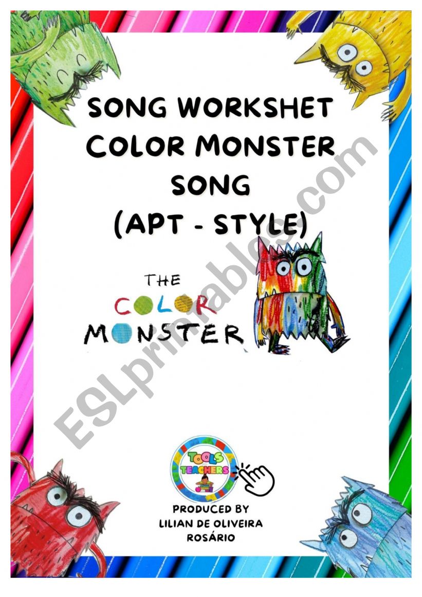 COLOR MONSTER - SONG WORKSHEET (APT STYLE)