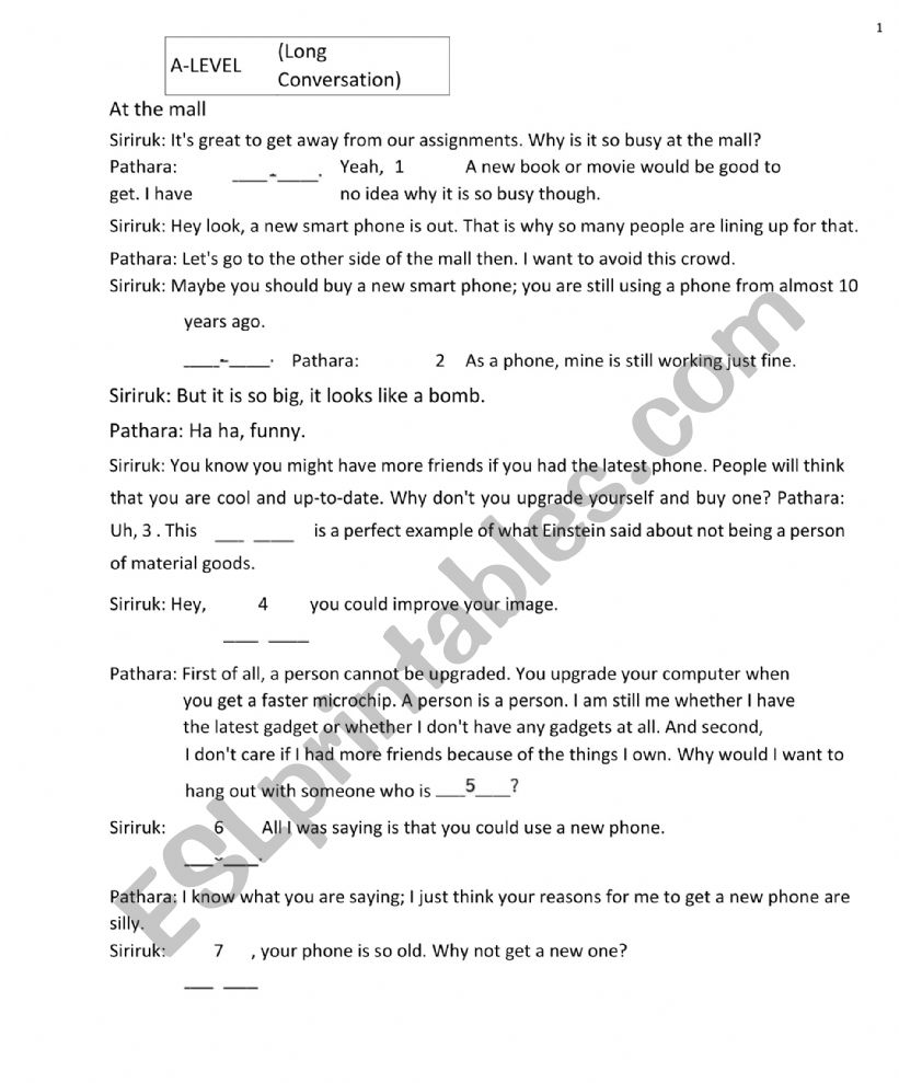 A-Level Long Conversation Test