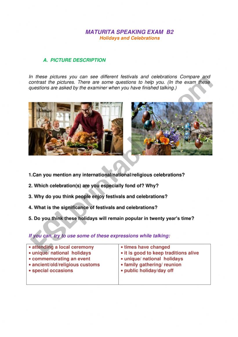 Picture desription worksheet