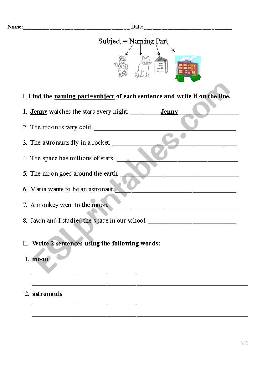 Subjects and Predicates - ESL worksheet by teachesl2