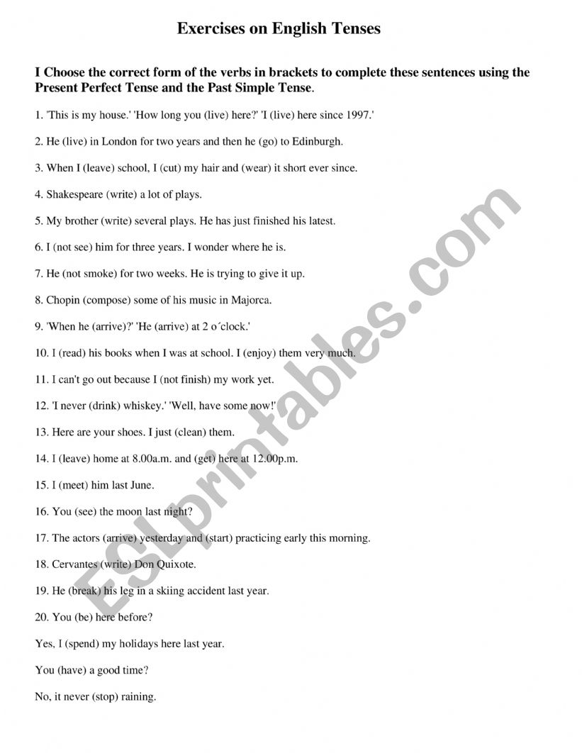 TENSES REVIEW present perfect and past simple
