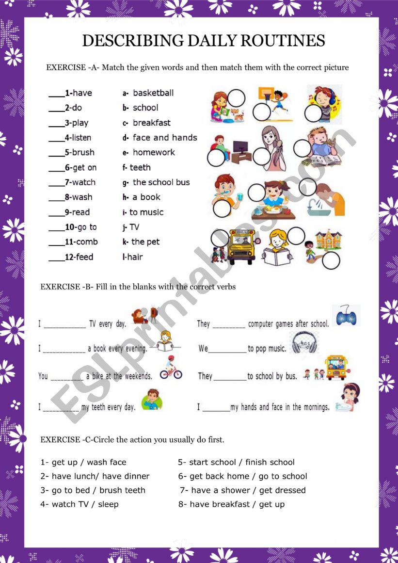 Describing Daily Routines worksheet