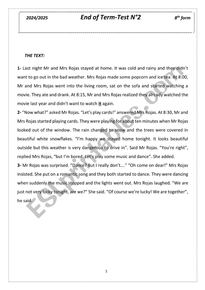 End-of-term test nÂ°2 8th form 