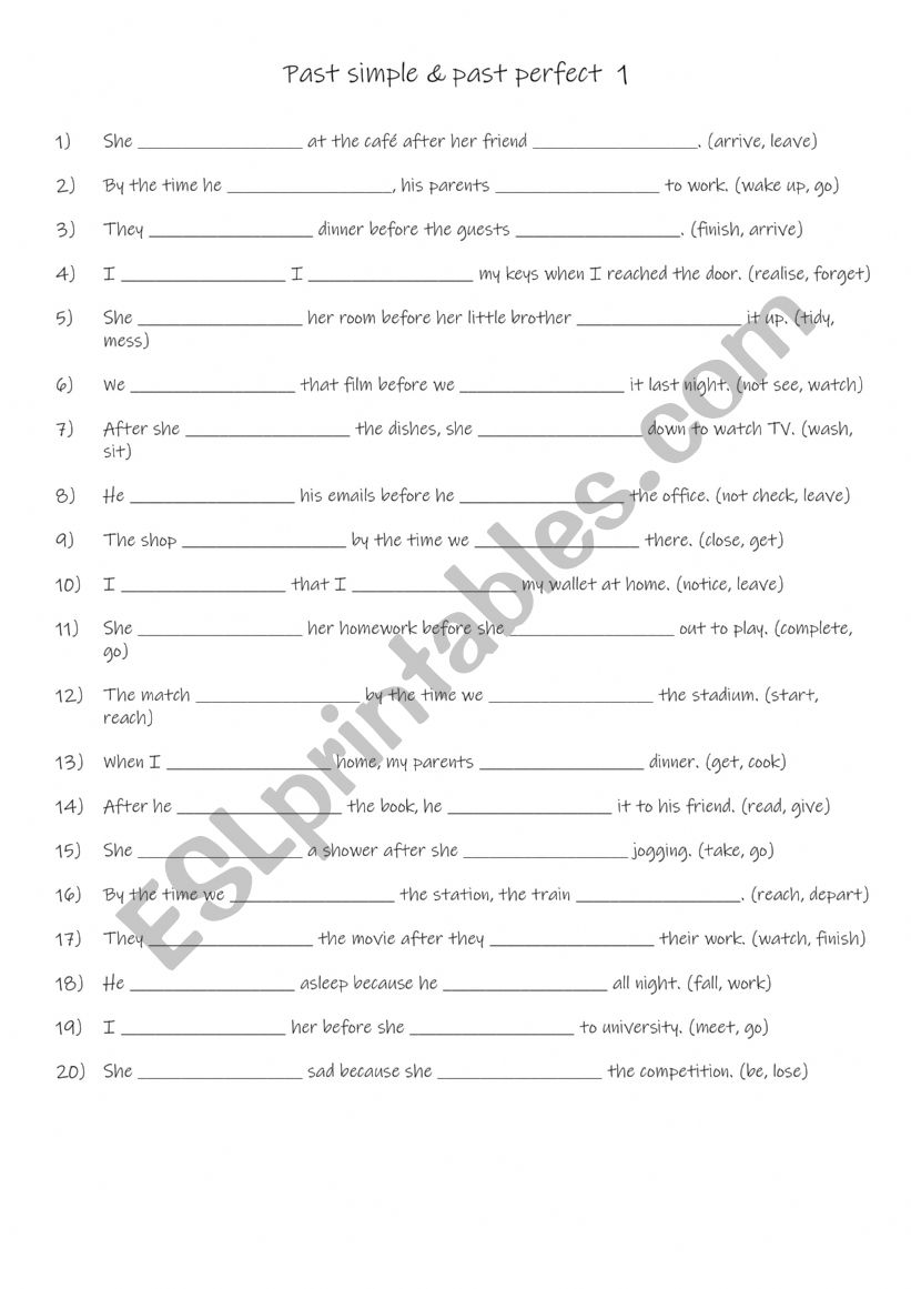 Past simple & past perfect 1 worksheet