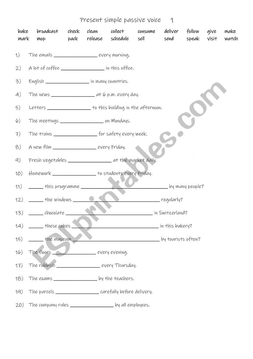Present simple passive voice 1
