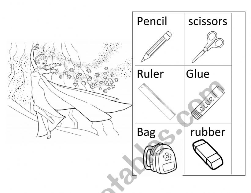 School Supplies different characters
