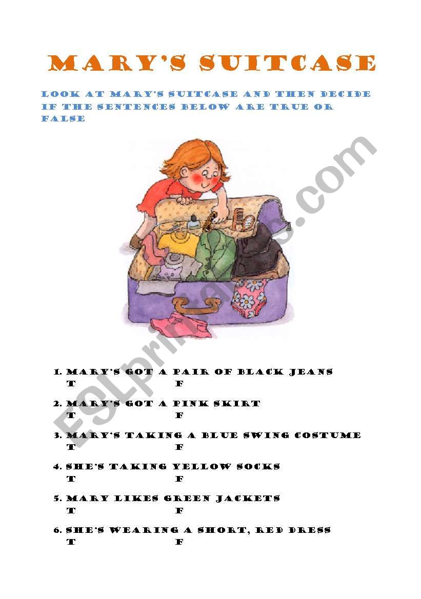 marys suitcase worksheet