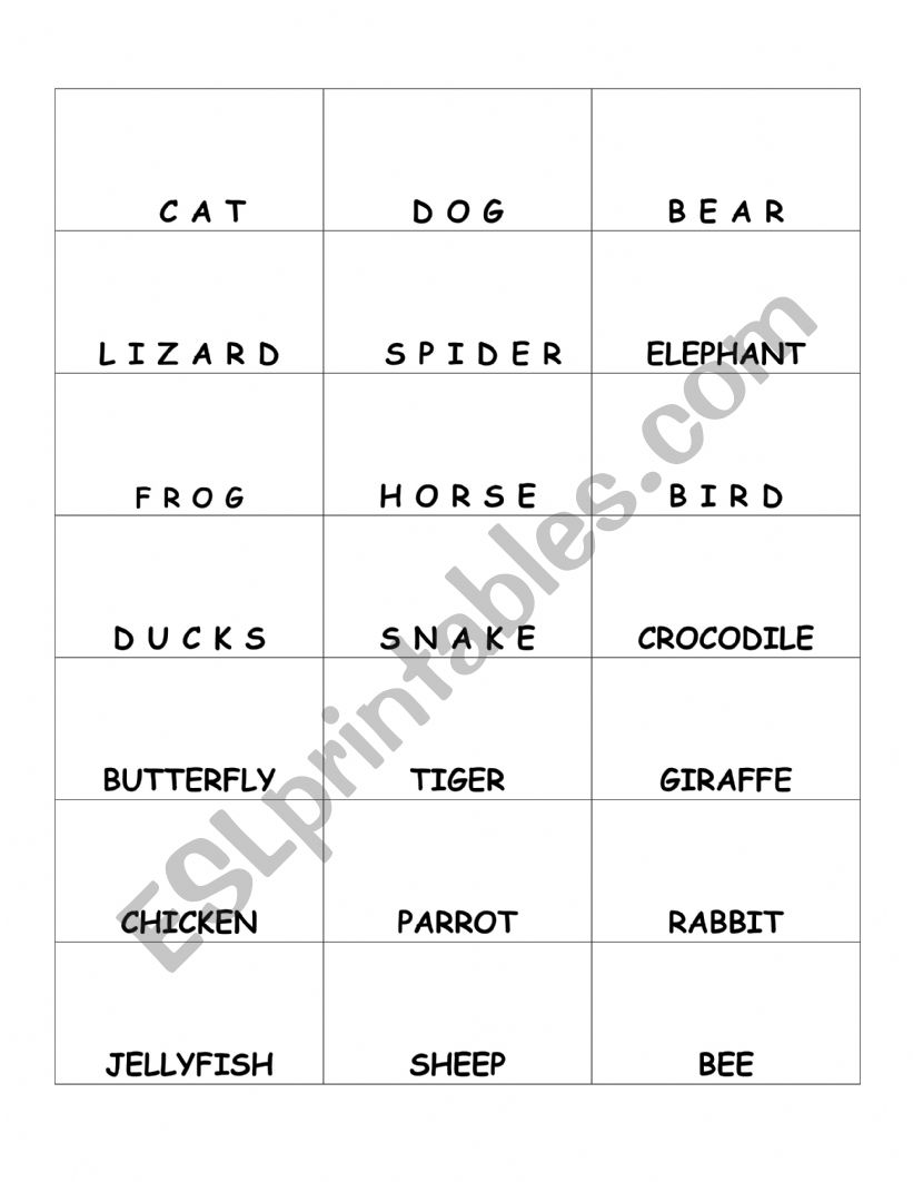 bingo cards for children worksheet