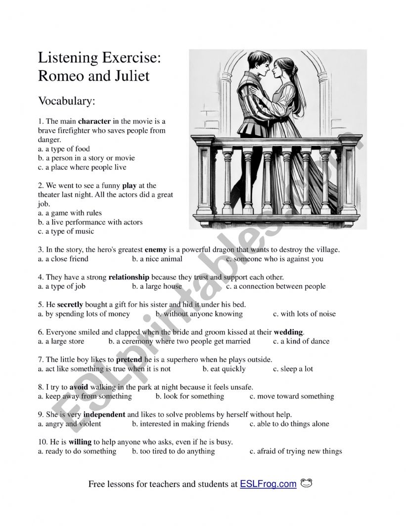 Listening Exercise: Romeo and Juliet