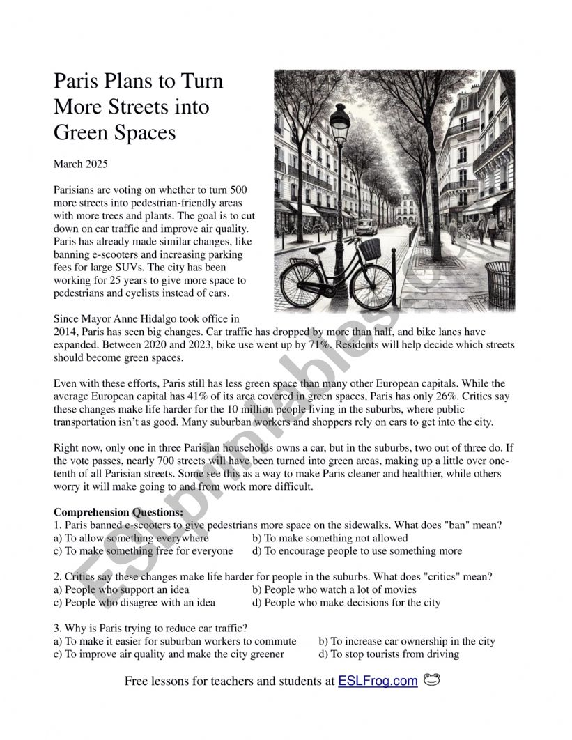 Paris Plans to Turn More Streets into Green Spaces