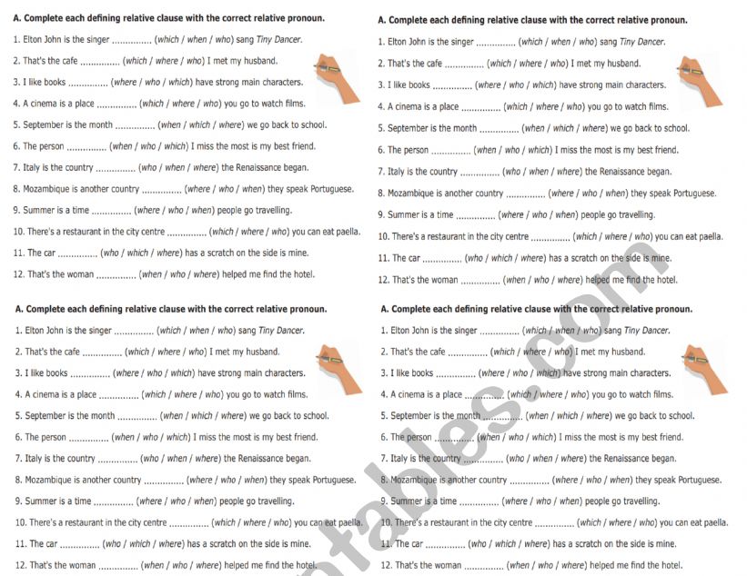 Relative clauses  worksheet