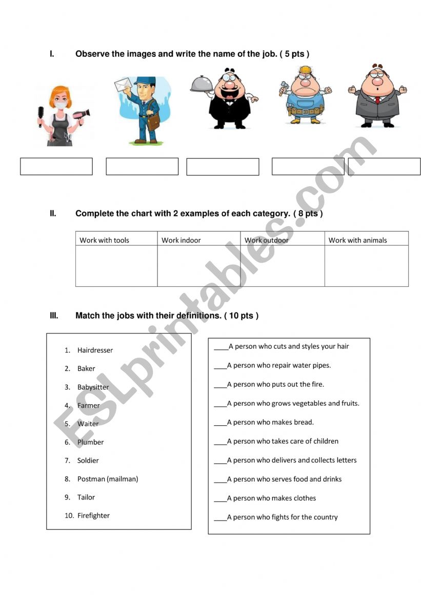 Jobs and present simple worksheet