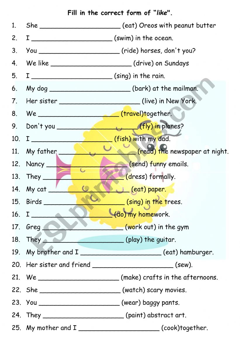 Like_verb_ing worksheet