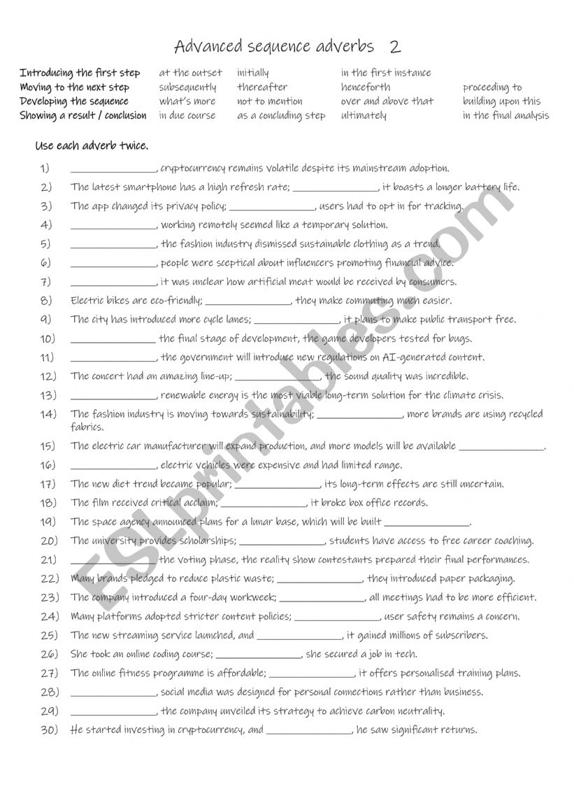 15 advanced sequencing adverbs 2