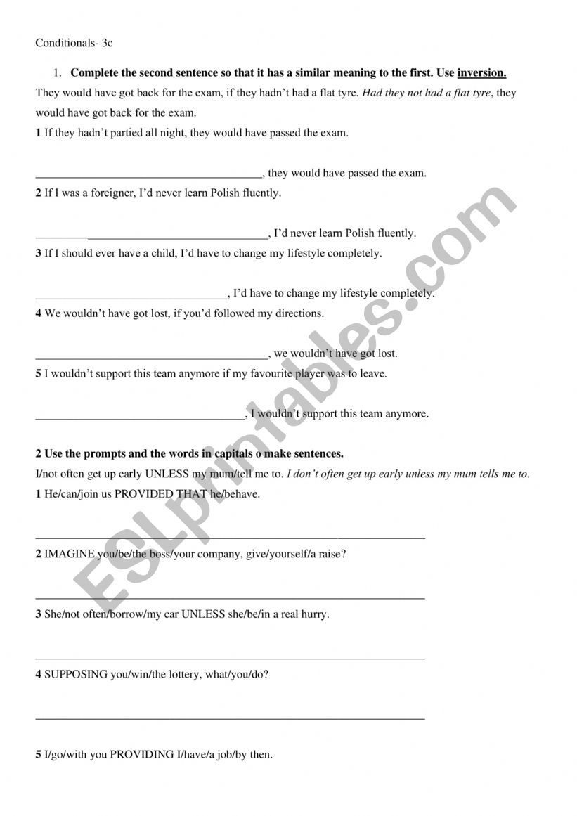 conditional sentences worksheet