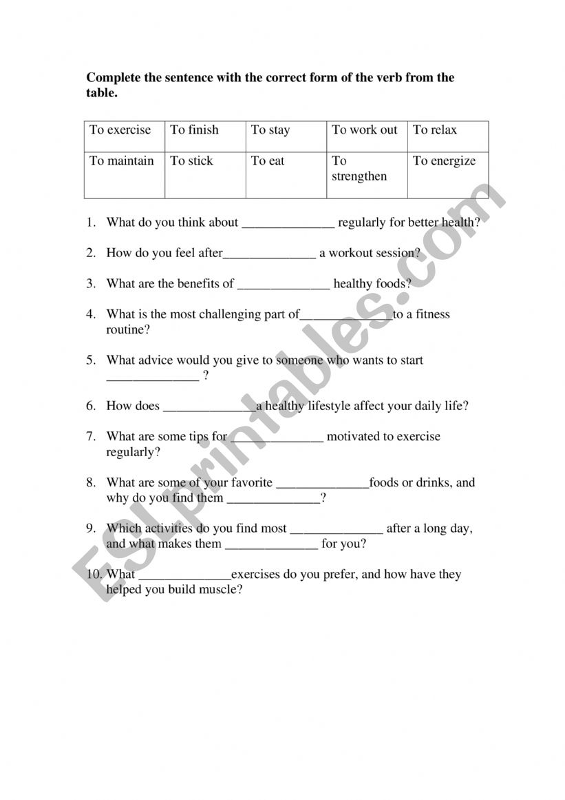 -ing form worksheet