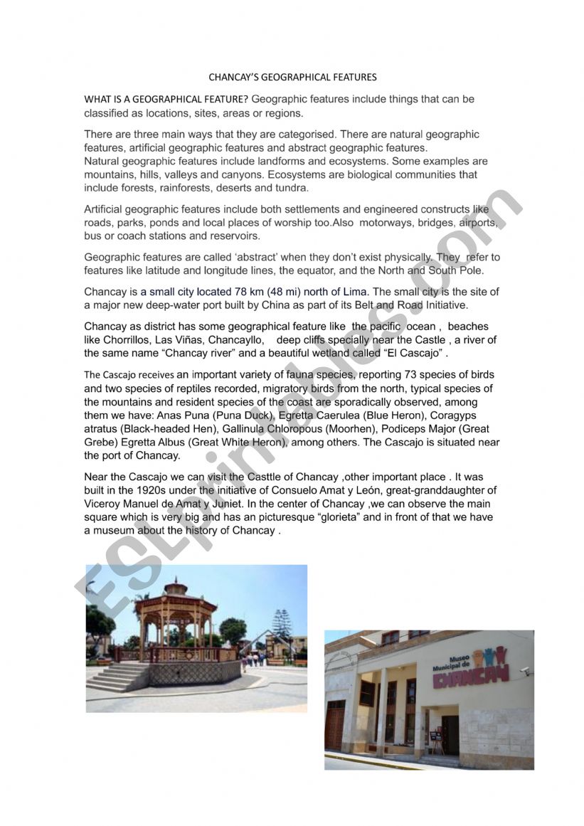 Chancay town worksheet