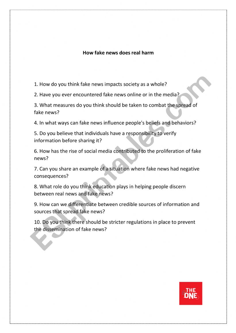 Fake News Debate worksheet