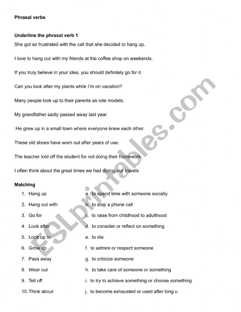 Phrasal verbs - family oriented