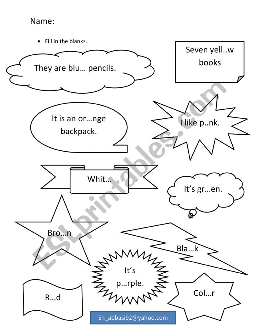 Colours dictation worksheet