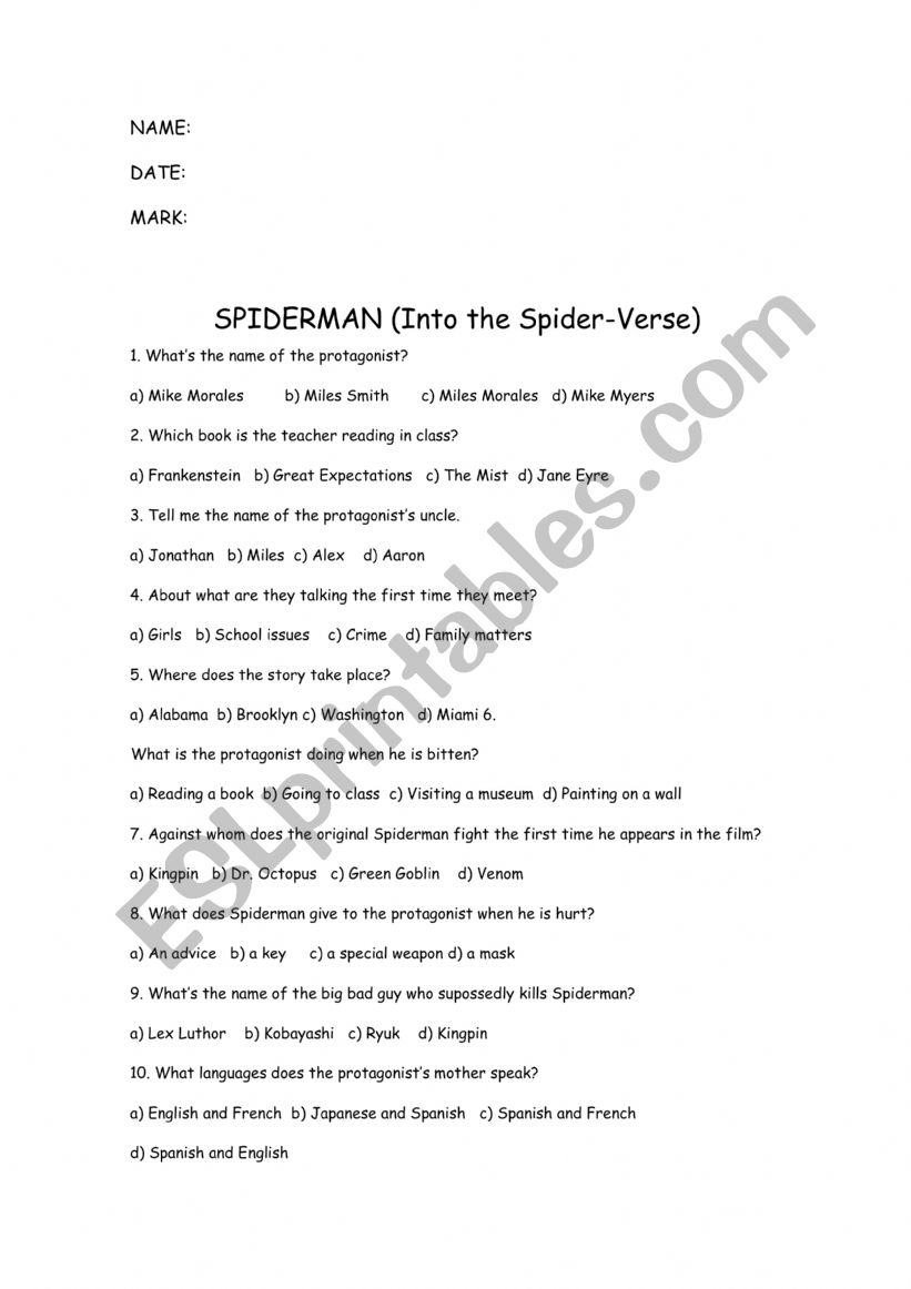 Spiderman into the spider verse (test)