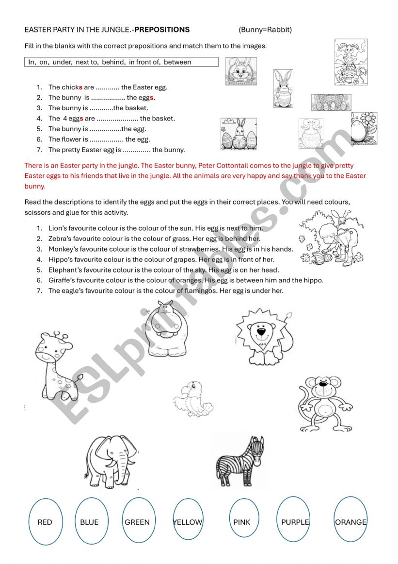 EASTER PARTY IN THE JUNGLE PREPOSITIONS