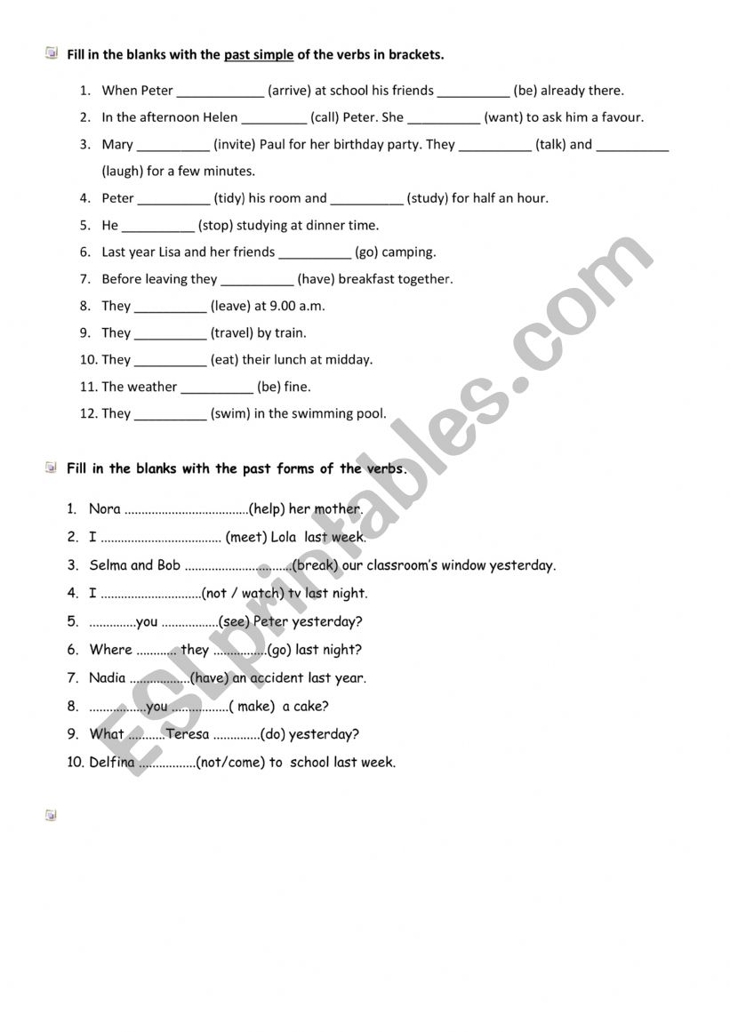 SIMPLE PAST worksheet