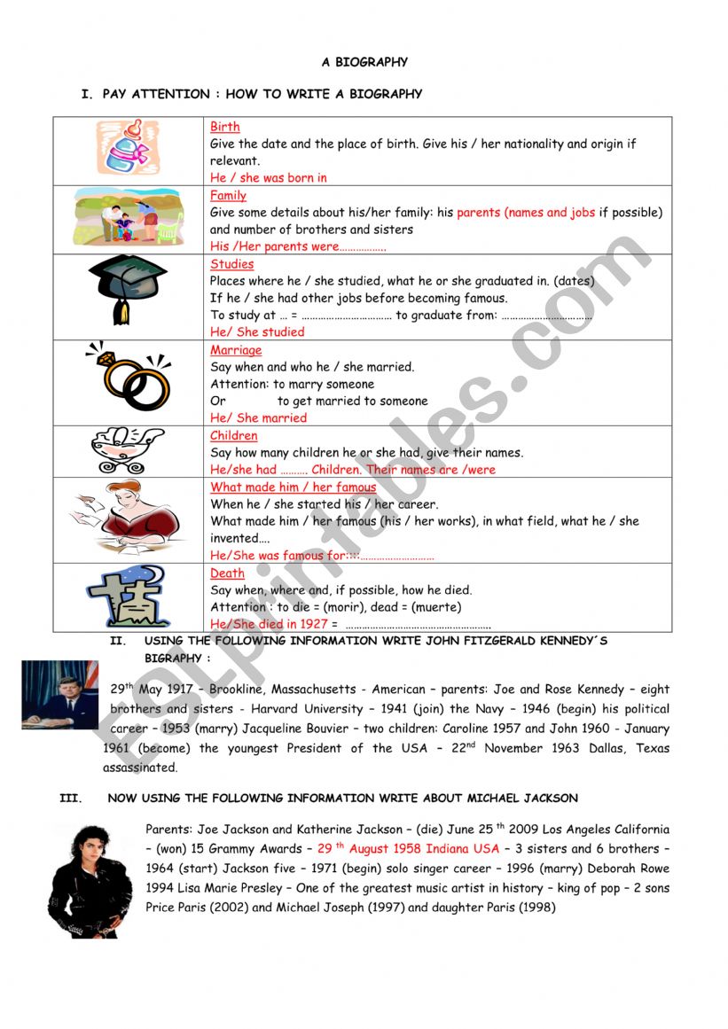 A biography worksheet