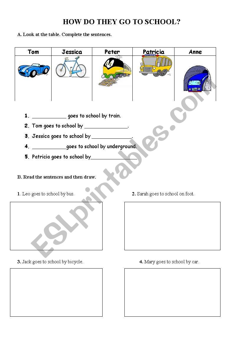 Means of transport worksheet