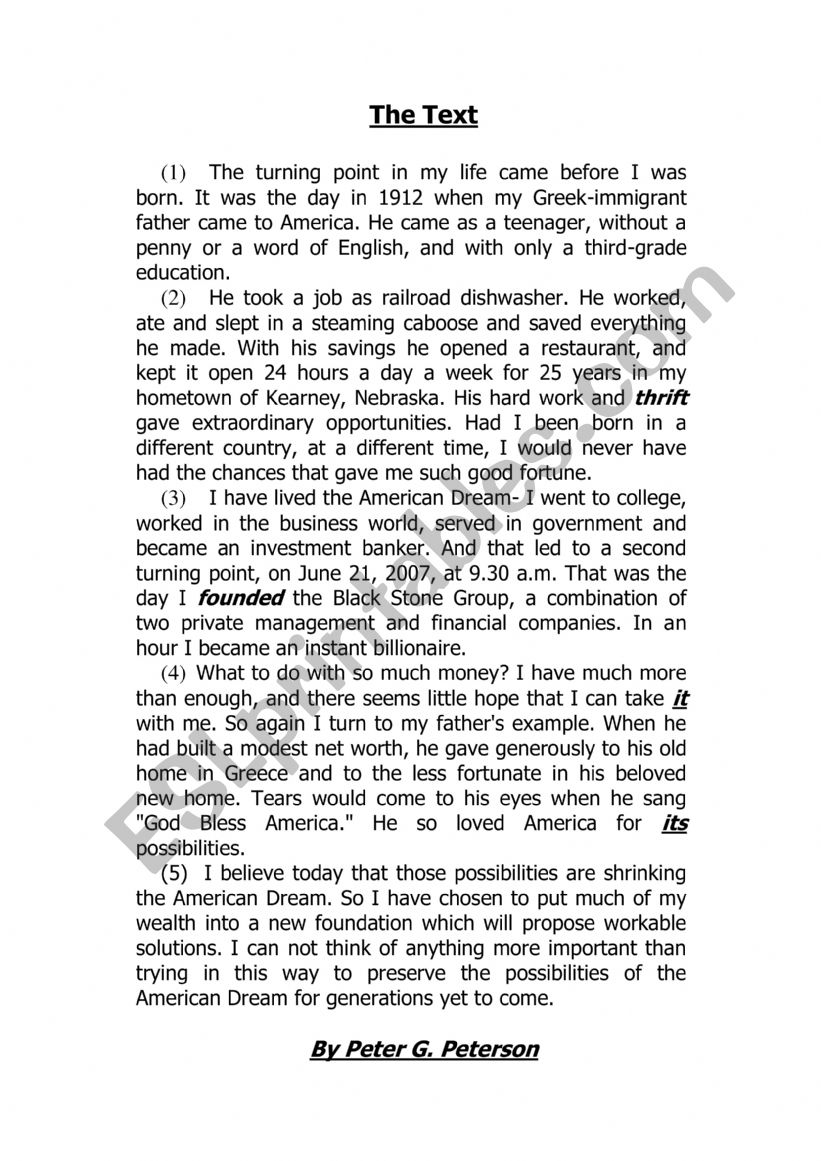 text about sharing the american dream