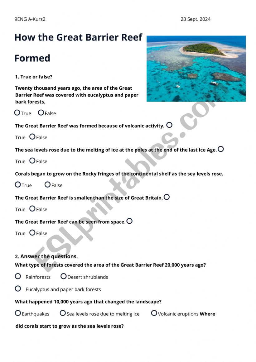 How the great barrier reef formed