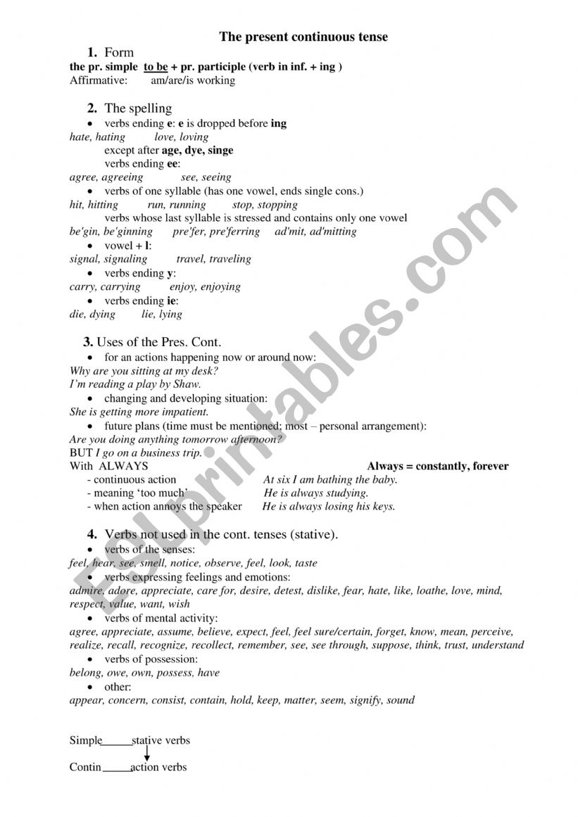 The  present continuous tense worksheet