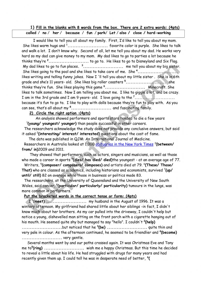 1st year language part term 1 worksheet