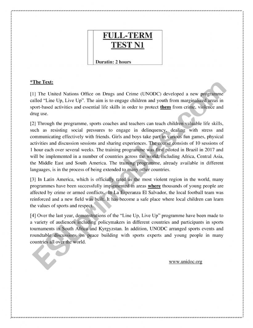 full term test n1 bac (tunisian students)