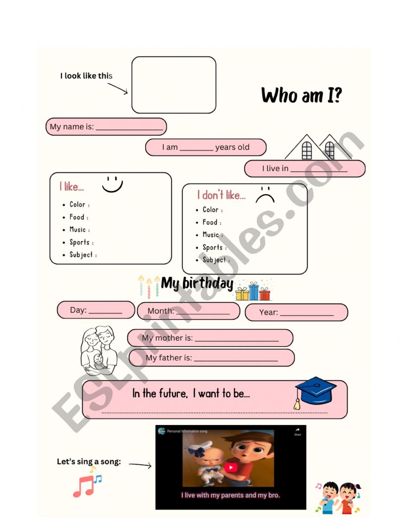 Who am I? worksheet