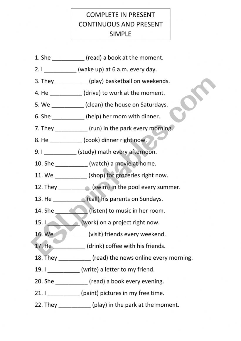 Present Simple & Present Continuous 