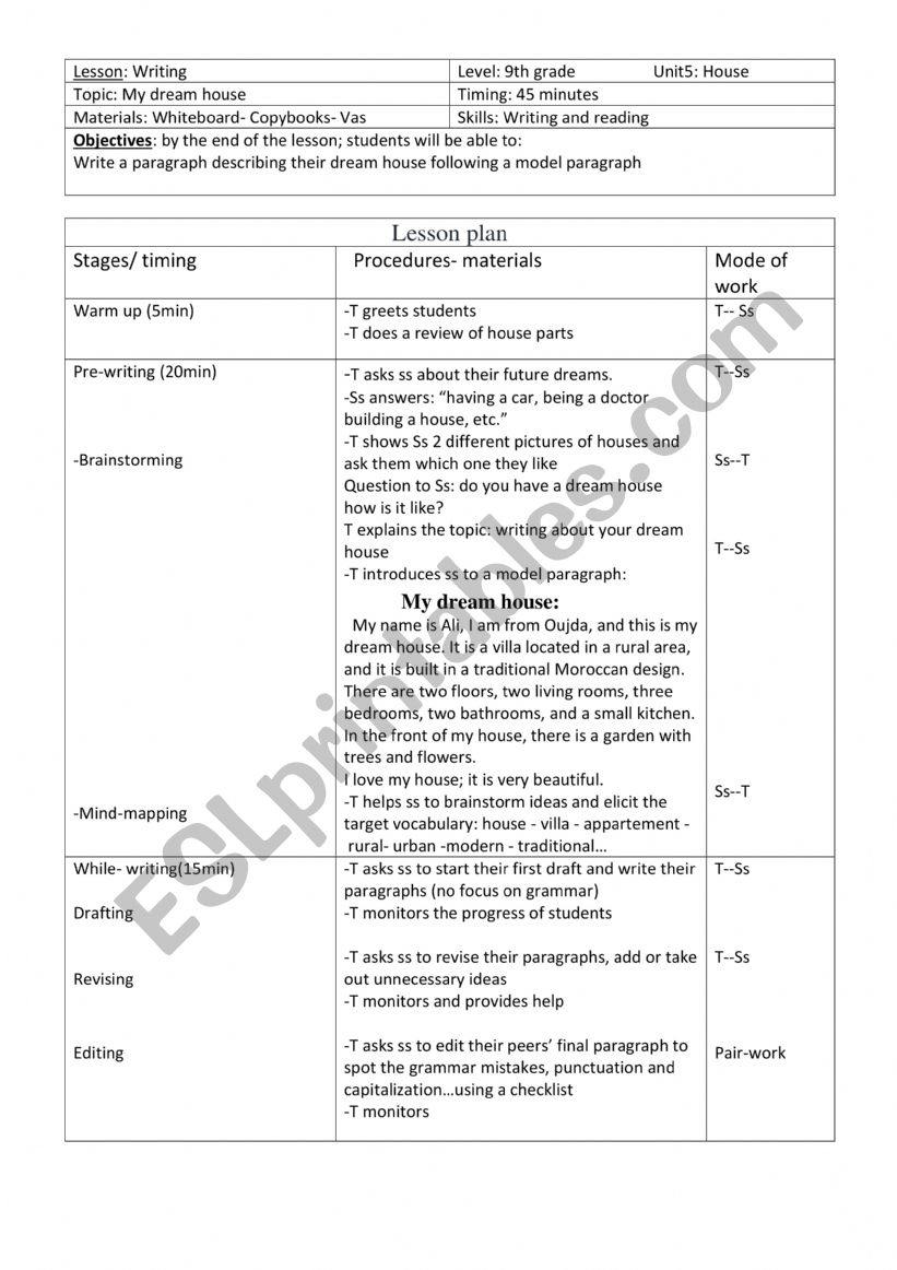Dream house  worksheet