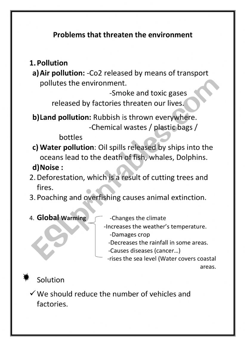 Problems that threaten the environment
