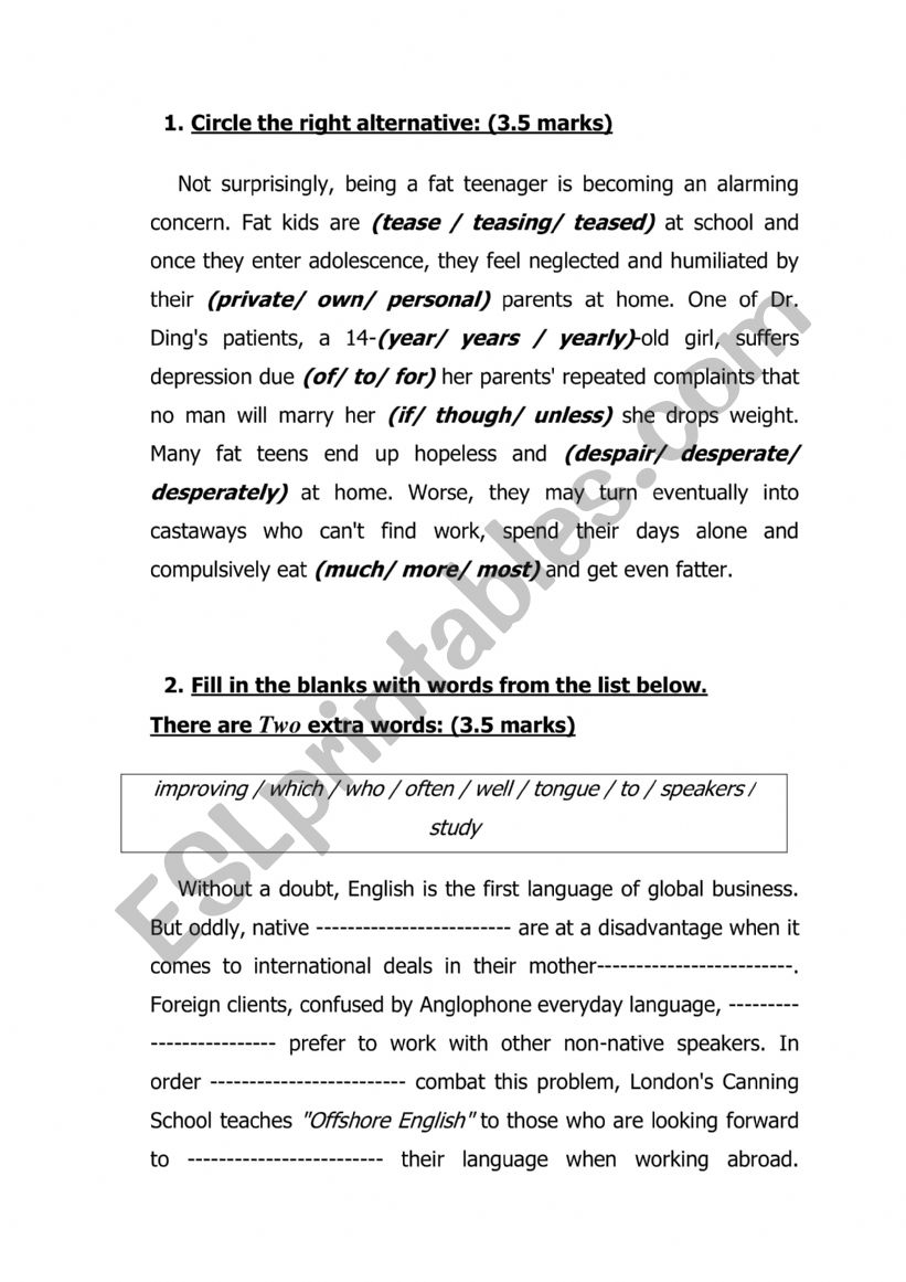 term 3 language tasks worksheet