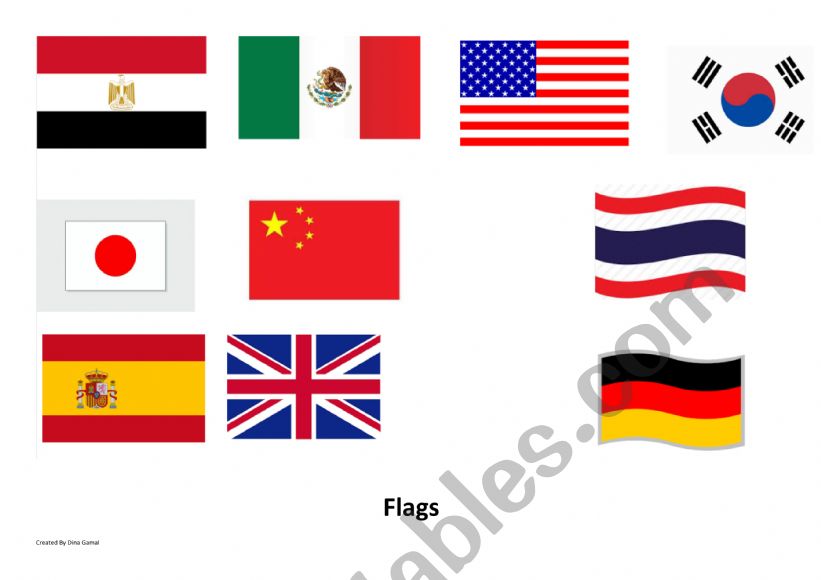 Flags and nationalities worksheet