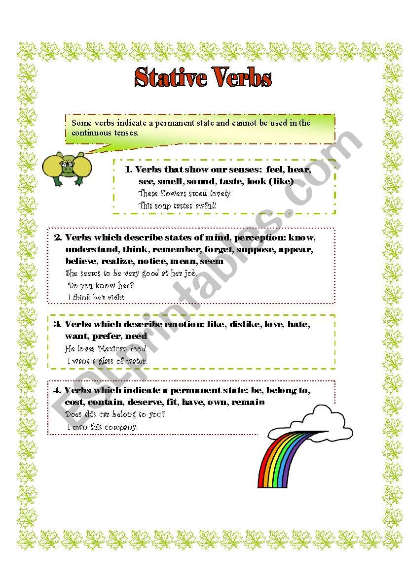 Stative Verbs worksheet